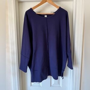 Women's SPANX perfect length top dolman 3/4 sleeve navy blue EUC XL / 1X
